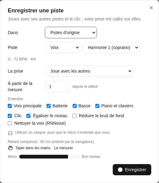 Enregistrer une piste, en entendant les autres