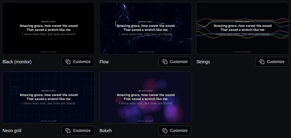 Flow, Strings, Grid and Bokeh among the background themes