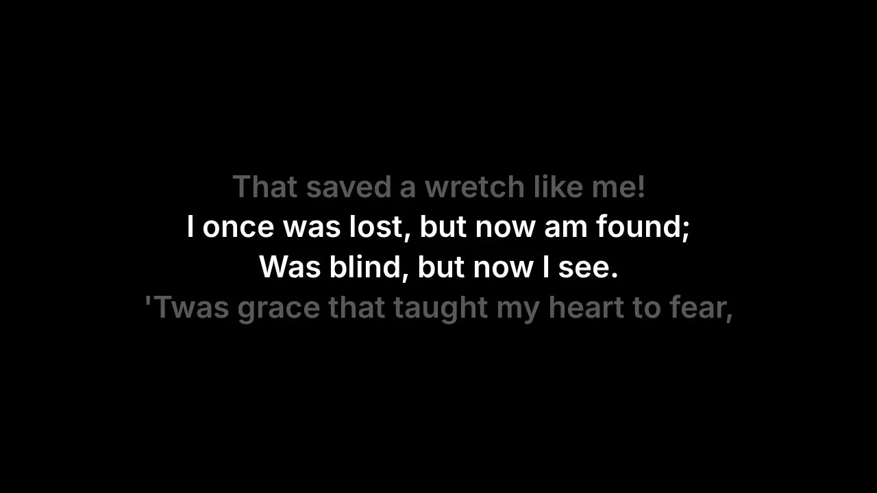 Lyrics on a screen