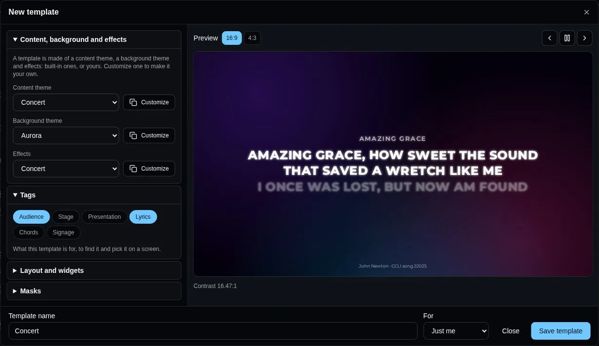 The template editor: its content, background and effects