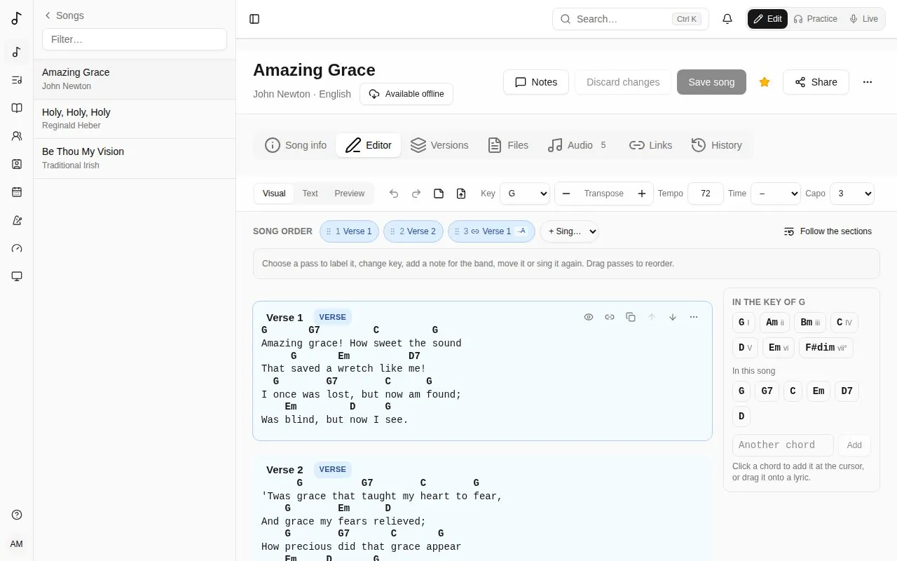 The song editor